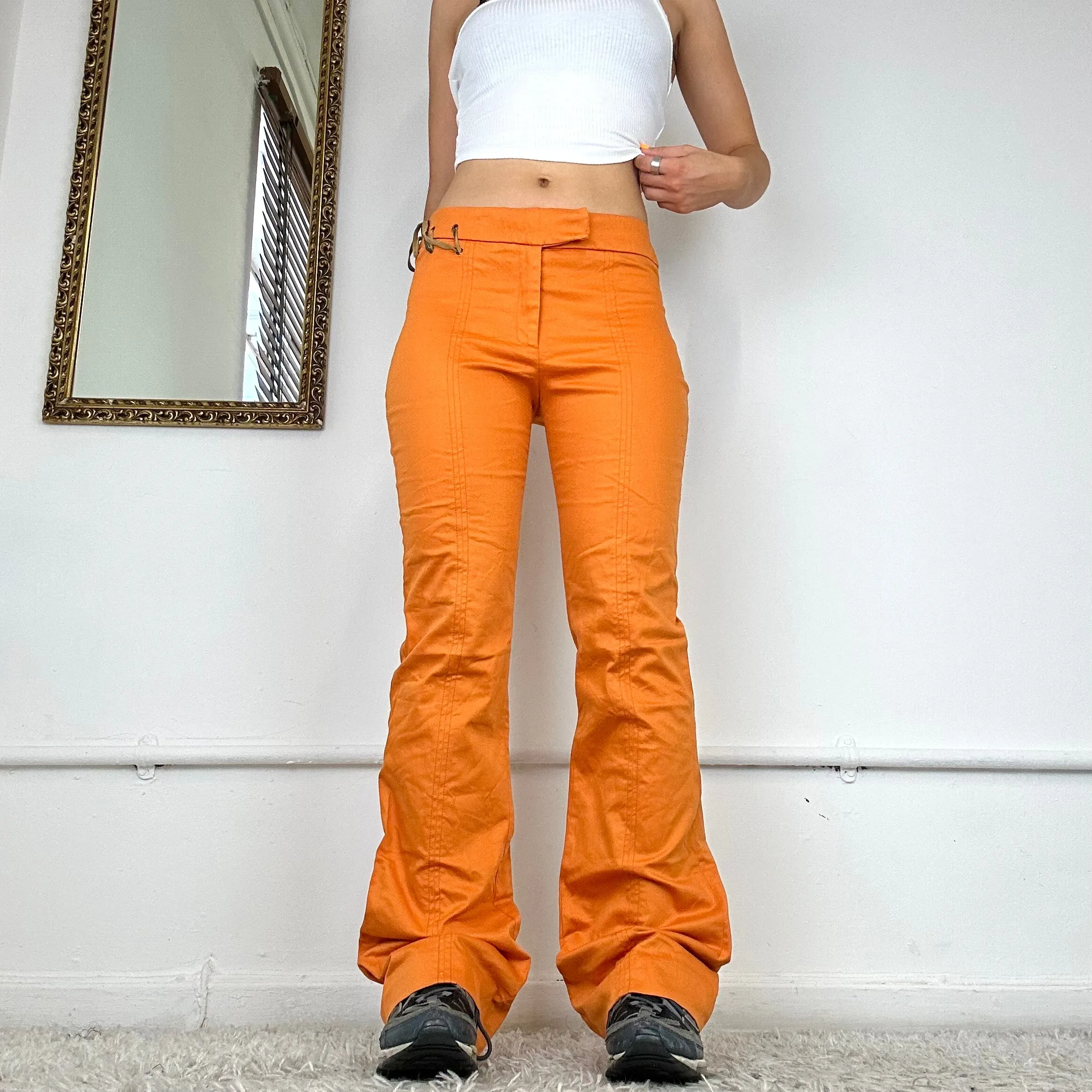 00's guess flared orange trousers