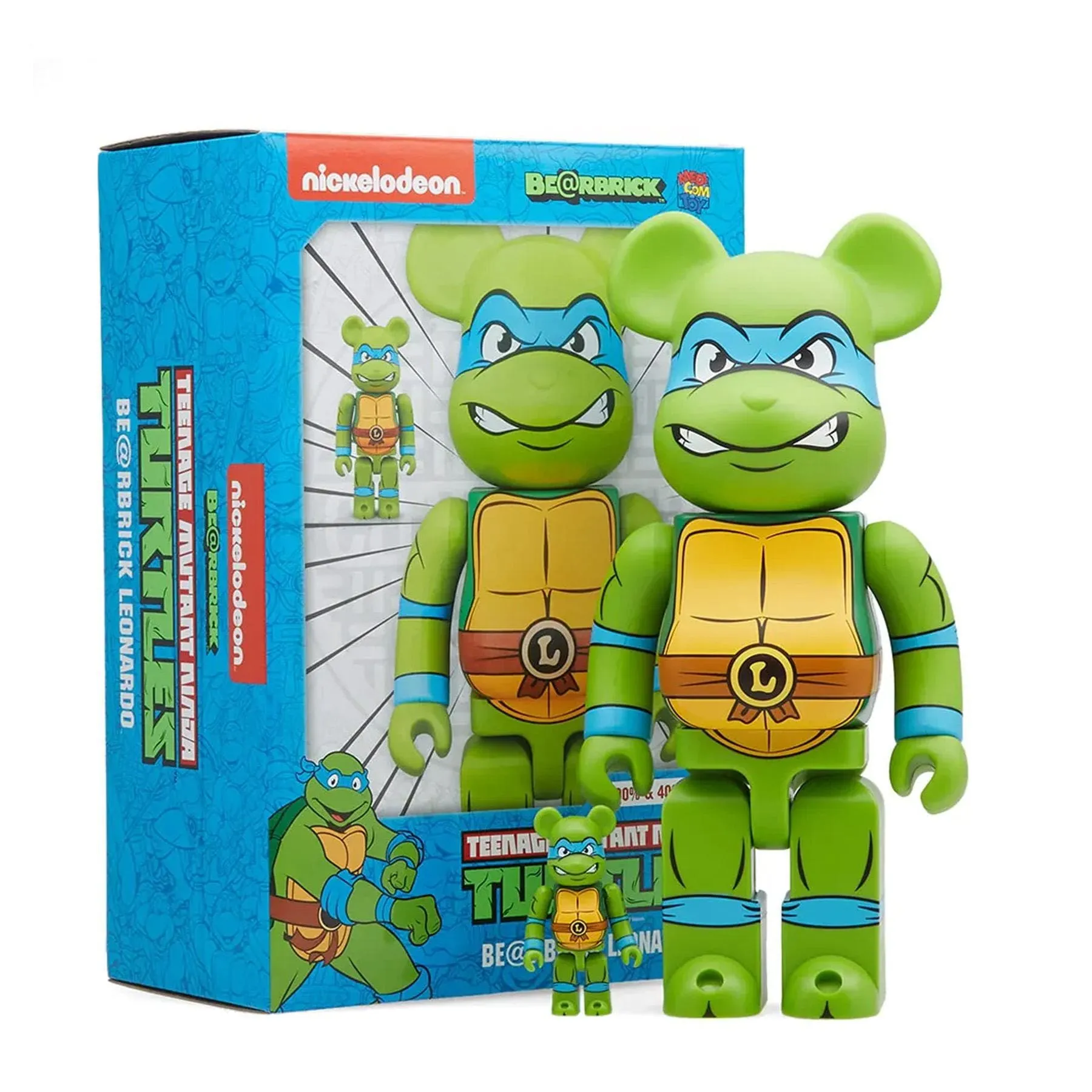 Bearbrick Medicom TMNT Leonardo 100% & 400% Set 'Green'