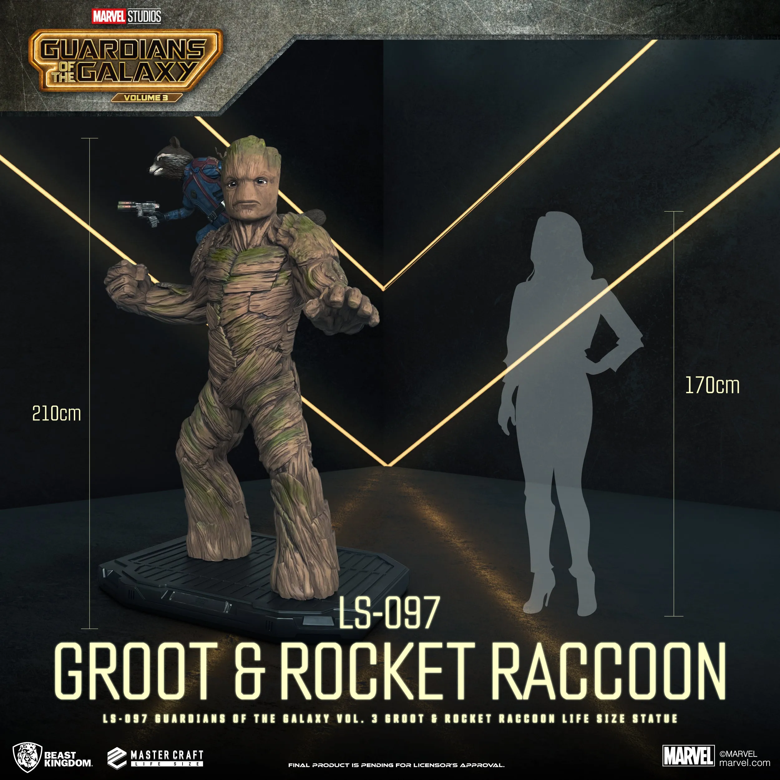 Beast Kingdom LS-097 MarvelGuardians of the Galaxy Vol. 3 Groot & Rocket Raccoon Life Size Statue