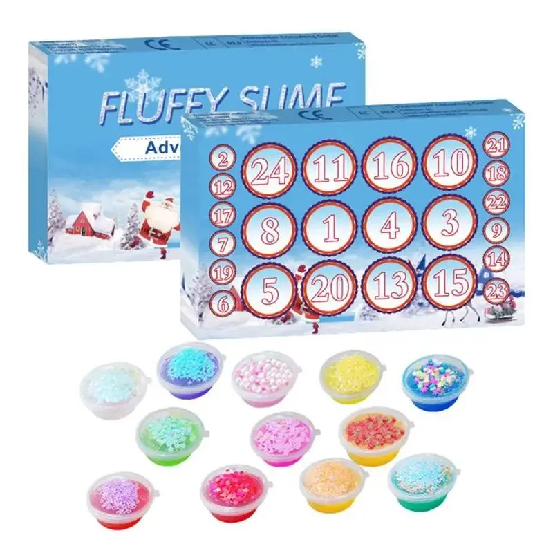 Christmas Advent Calendar 24 Days Crystal Mud Blind Box - Christmas Countdown Toy for Children