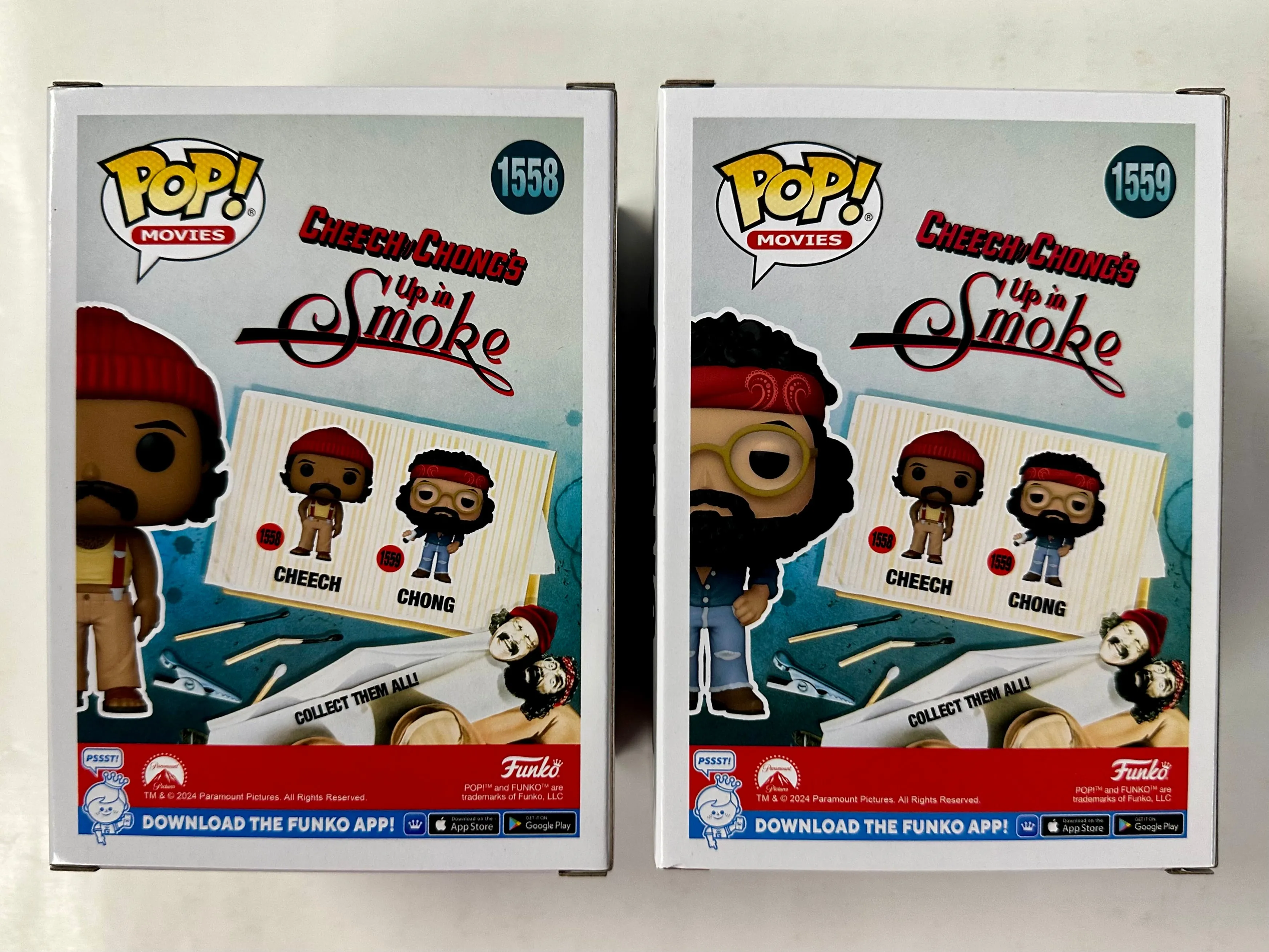 Funko Pop! Movies Cheech Marin & Tommy Chong #1558 & #1559 Set Of 2 Up In Smoke 2024