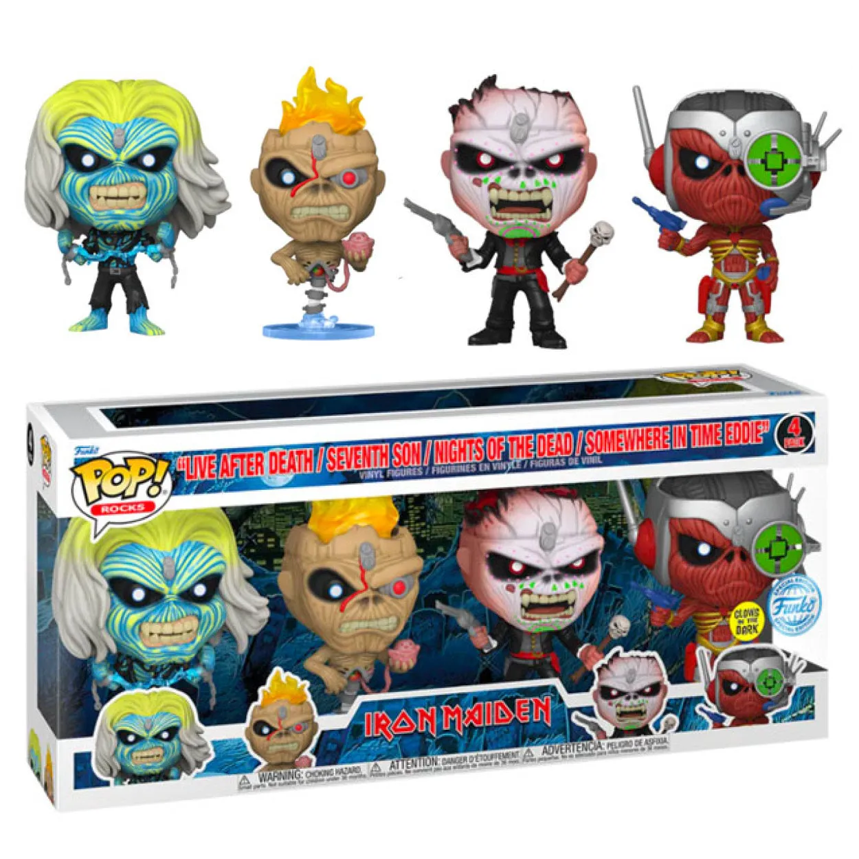 Iron Maiden - Eddie US Exclusive Glow Pop! Vinyl 4-Pack