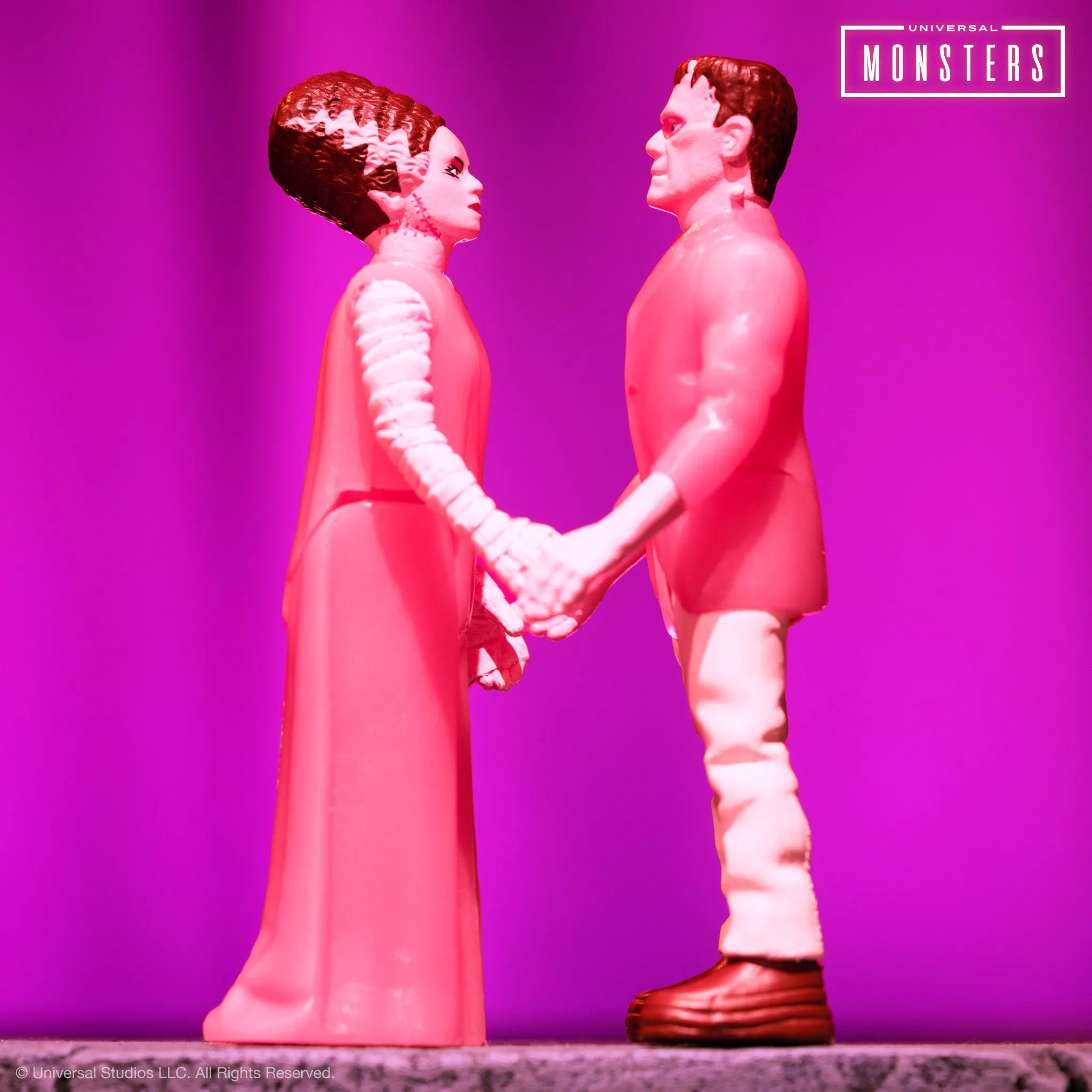Universal Monsters ReAction Figures - Frankenstein and Bride of Frankenstein 2-Pack (Valentine's Day Heart Box)